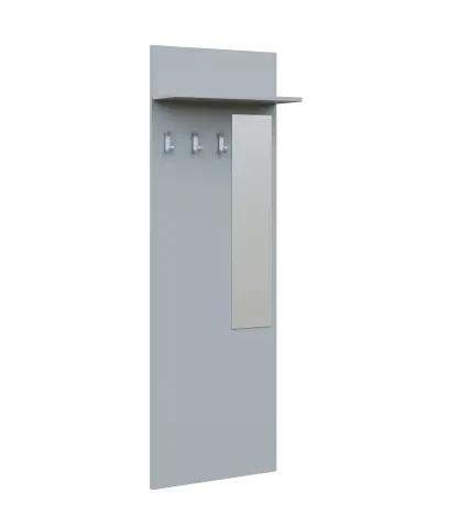 VN - 04 stěna věšáková 600x220x1800 mm, zrcadlo, 3-háček Laura, šedá